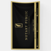 Elegant Black Gold Feather Logo Notary Evenement Spandoek (Verticaal)