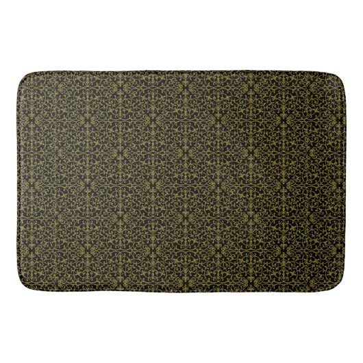 Elegant Black & Gold Filigree Badmat (Voorkant)