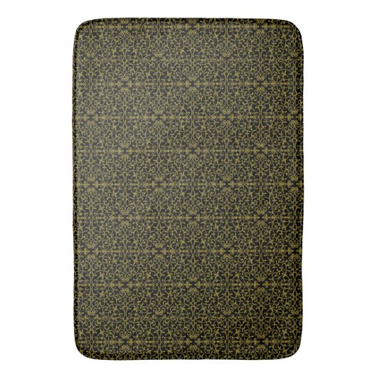 Elegant Black & Gold Filigree Badmat (Voorkant Verticaal)