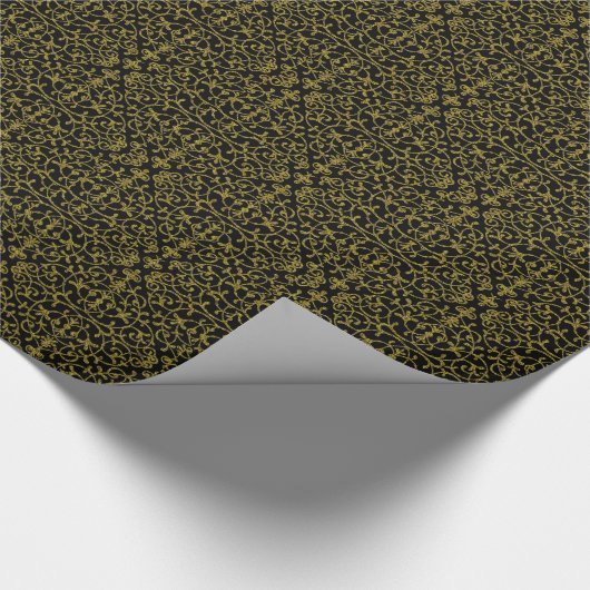 Elegant Black & Gold Filigree Cadeaupapier (Hoek)