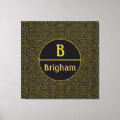 Elegant Black & Gold Filigree Monogram Canvas Afdruk (Voorkant)