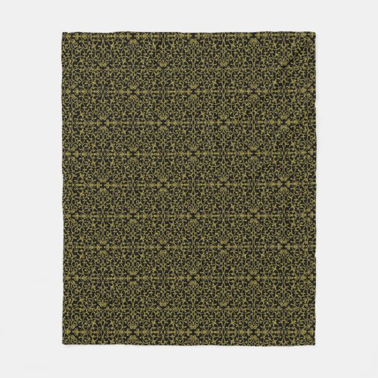 Elegant Black & Gold Filigree Pattern Fleece Deken (Voorkant)