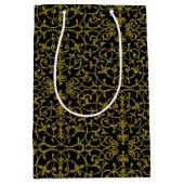 Elegant Black & Gold Filigree Pattern Medium Cadeauzakje (Voorkant)