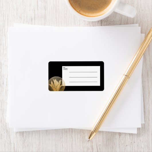 Elegant Black Gold Floral Blank Mailing Label (Insitu)
