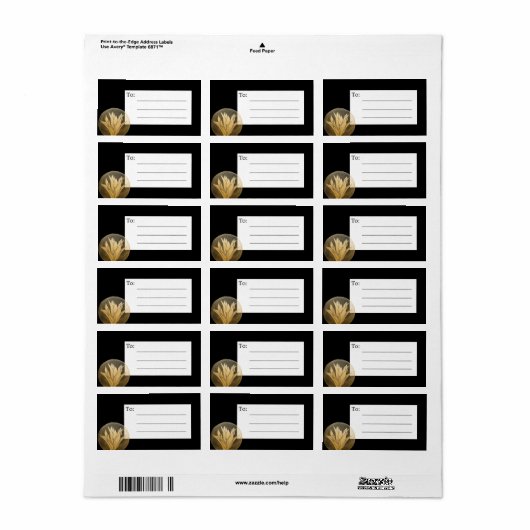 Elegant Black Gold Floral Blank Mailing Label (Full Sheet)
