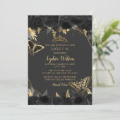 Elegant Black Gold Floral Butterfly lief 16 Kaart (Staand voorkant)