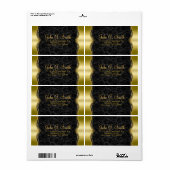 Elegant Black & Gold  Floral Damaskers Etiket (Full Sheet)