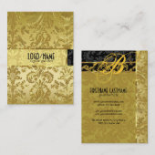 Elegant Black & Gold Floral Damaskers Visitekaartje (Voorkant / Achterkant)