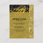 Elegant Black & Gold Floral Damaskers Visitekaartje (Achterkant)