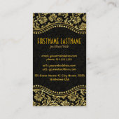 Elegant Black & Gold  Floral Damaskers Visitekaartje (Achterkant)