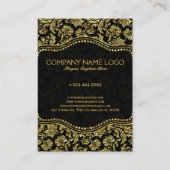 Elegant Black & Gold  Floral Damaskers Visitekaartje (Achterkant)