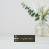Elegant Black & Gold  Floral Damasking 2 Mini Visitekaartje (Staand voorkant)