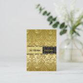 Elegant Black & Gold  Floral Damasking 2 Visitekaartje (Staand voorkant)