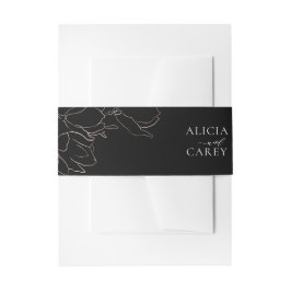 Elegant Black Gold Floral Invitation Belly Band Uitnodigingen Wikkel