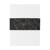 Elegant Black Gold Floral Invitation Belly Band Uitnodigingen Wikkel (Achterkant Voorbeeld)