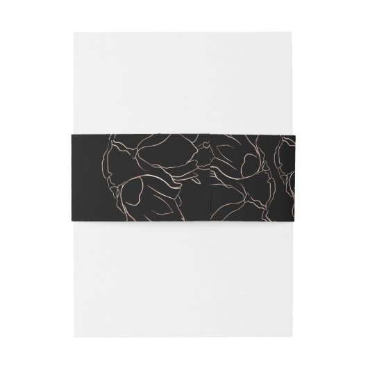 Elegant Black Gold Floral Invitation Belly Band Uitnodigingen Wikkel (Achterkant Voorbeeld)