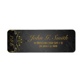 Elegant Black & Gold  Floral Lijst Etiket (Voorkant)
