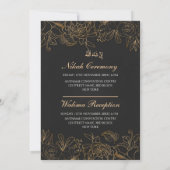 Elegant Black Gold Floral Muslim Wedding Nikah Kaart (Achterkant)
