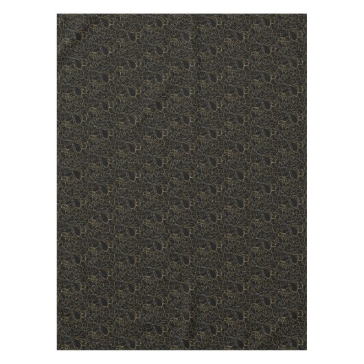 Elegant Black Gold Floral Pattern Tafelkleed (Voorkant)