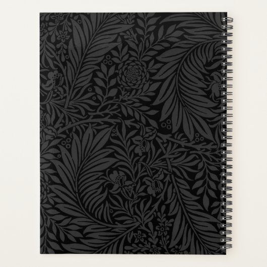 Elegant Black Gold Floral Script Monogram Agenda (Achterkant)