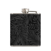 Elegant Black Gold Floral Script Monogram Heupfles (Achterkant)