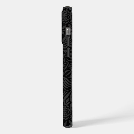 Elegant Black Gold Floral Script Monogram iPhone Hoesje (Linkerkant)