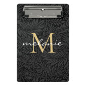 Elegant Black Gold Floral Script Monogram Mini Klembord (Voorkant)