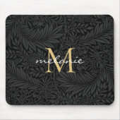 Elegant Black Gold Floral Script Monogram Muismat (Voorkant)