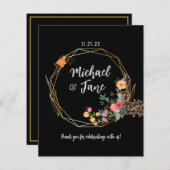 Elegant Black Gold Floral Weddenschap Hartelijk da (Voorkant / Achterkant)