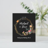 Elegant Black Gold Floral Weddenschap Hartelijk da (Staand voorkant)