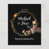 Elegant Black Gold Floral Weddenschap Hartelijk da (Voorkant)