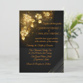 Elegant Black & Gold Floral Wedding Invitation Kaart (Staand voorkant)