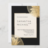 Elegant Black Gold Floral Wedding Kaart (Voorkant)