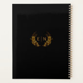 Elegant Black & Gold Floral Wedding Planner (Achterkant)