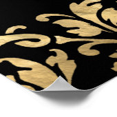 Elegant Black Gold Flowers Sweet 16 Birthday Poster (Hoek)