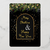 Elegant Black Gold Foil Christmas New Year  Folie Feestdagenkaart (Voorkant)