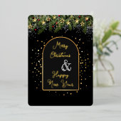 Elegant Black Gold Foil Christmas New Year  Folie Feestdagenkaart (Staand Voorkant)