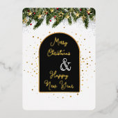 Elegant Black Gold Foil Christmas New Year  Folie Feestdagenkaart (Voorkant)