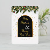 Elegant Black Gold Foil Christmas New Year  Folie Feestdagenkaart (Staand Voorkant)