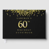 Elegant black gold foil Custom 60th birthday  Gastenboek (Voorkant)