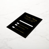 Elegant Black Gold Foil Formal Wedding RSVP Kaart (Gedraaid)