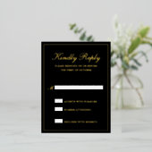 Elegant Black Gold Foil Formal Wedding RSVP Kaart (Staand Voorkant)