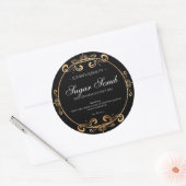 Elegant Black Gold Foil Glamoureus Productlabel Ronde Sticker (Envelop)