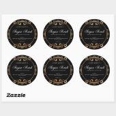 Elegant Black Gold Foil Glamoureus Productlabel Ronde Sticker (Vel)