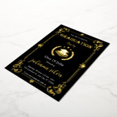 Elegant Black & Gold Foil Graduation Invitation Folie Uitnodiging (Gedraaid)