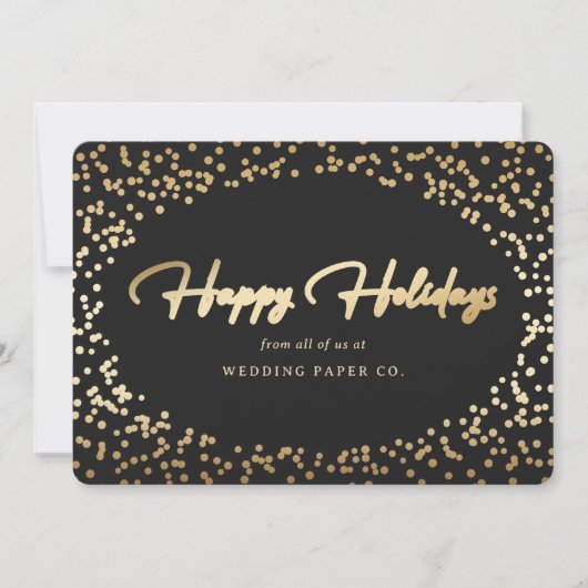 Elegant Black Gold Foil Hand Lettered Business Feestdagenkaart (Voorkant)