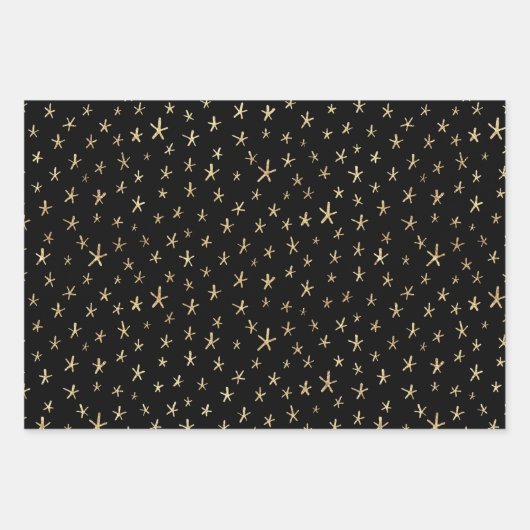 Elegant Black Gold Foil Holiday Patronen Inpakpapier Vel (Voorkant 2)
