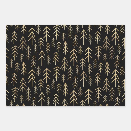 Elegant Black Gold Foil Holiday Patronen Inpakpapier Vel (Voorkant)