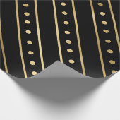 Elegant Black & Gold Foil kerststripes en Stippen Cadeaupapier (Hoek)