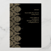 Elegant Black Gold Foil Lace Weddenschap Folie Uitnodiging (Achterkant)